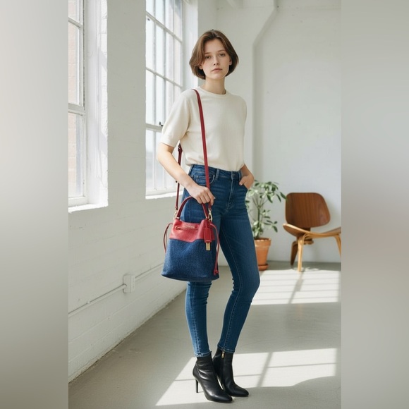 MIU MIU Denim And Leather Tote And Crossbody Bag - Picture 4 of 15